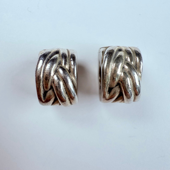 Pandora Pair 2 Braided Clip Sterling Silver 925 Charms Retired ALE - Picture 2 of 7